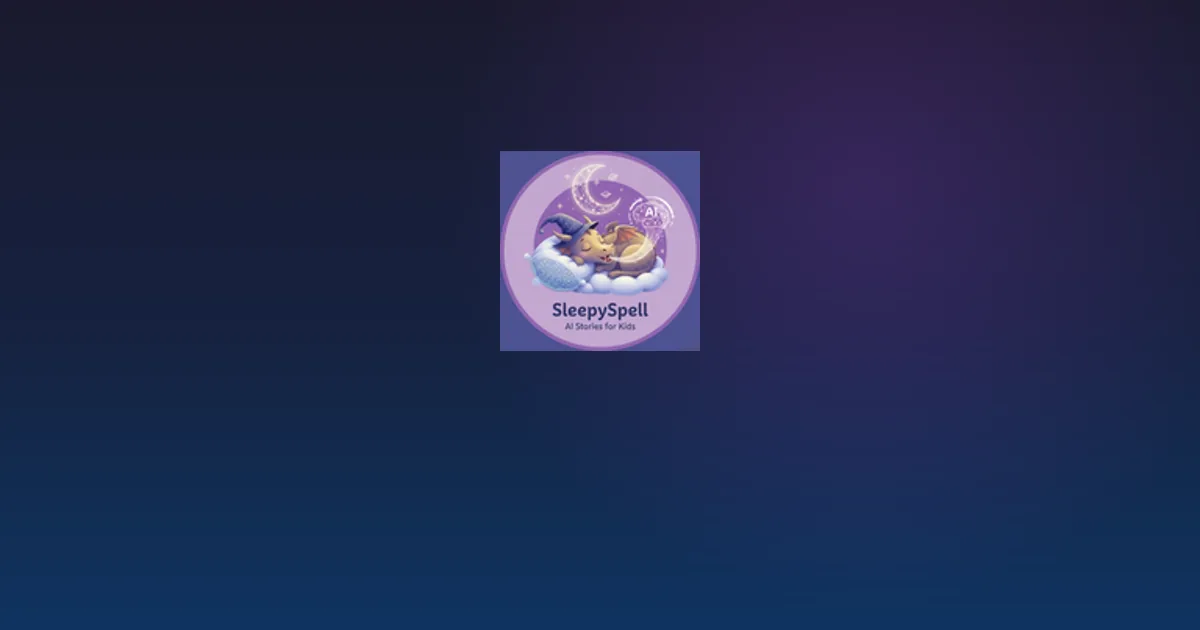 Sleepy Spell logo on a starry night-sky gradient